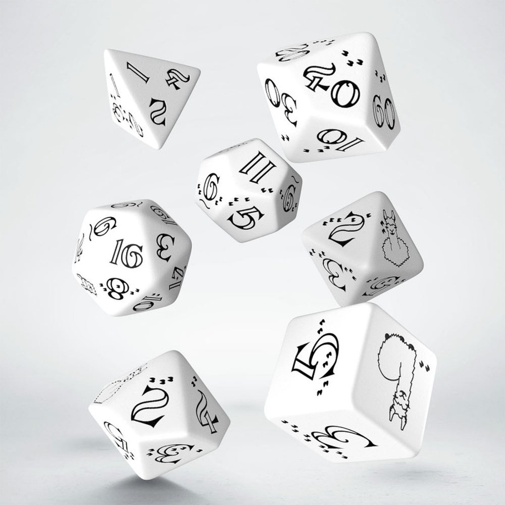 Q Workshop: Bright Llama Dice Set White & Black