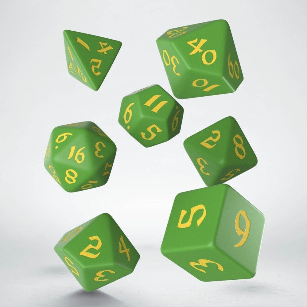 Q Workshop: Classic Runic Green & yellow Dice Set (7