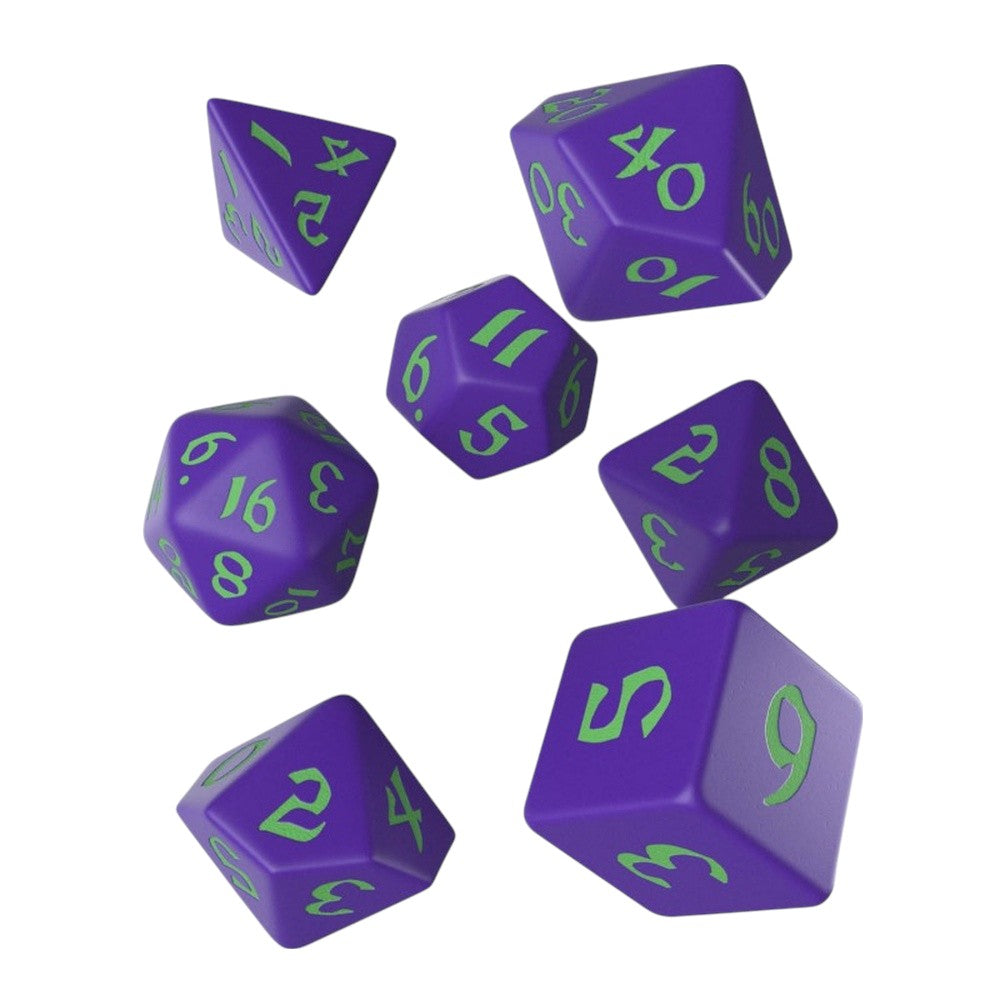 Q Workshop: Classic Runic Purple & green Dice Set (7