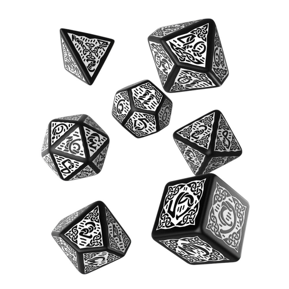 Q Workshop: Celtic 3D Revised Black & white Dice Set