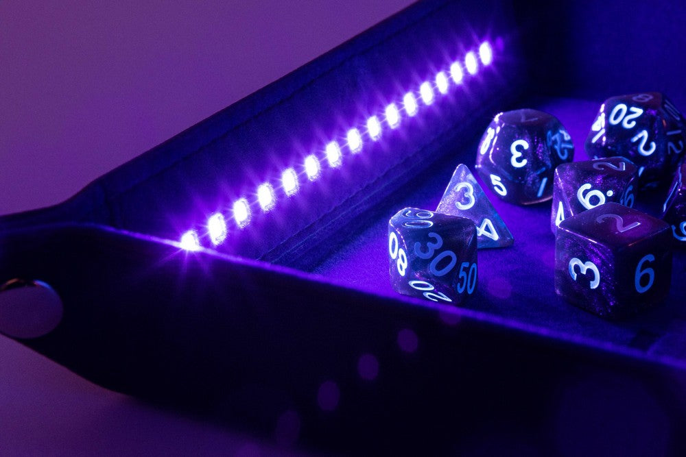 Fanroll: Blacklight Dice Tray with d20: Black