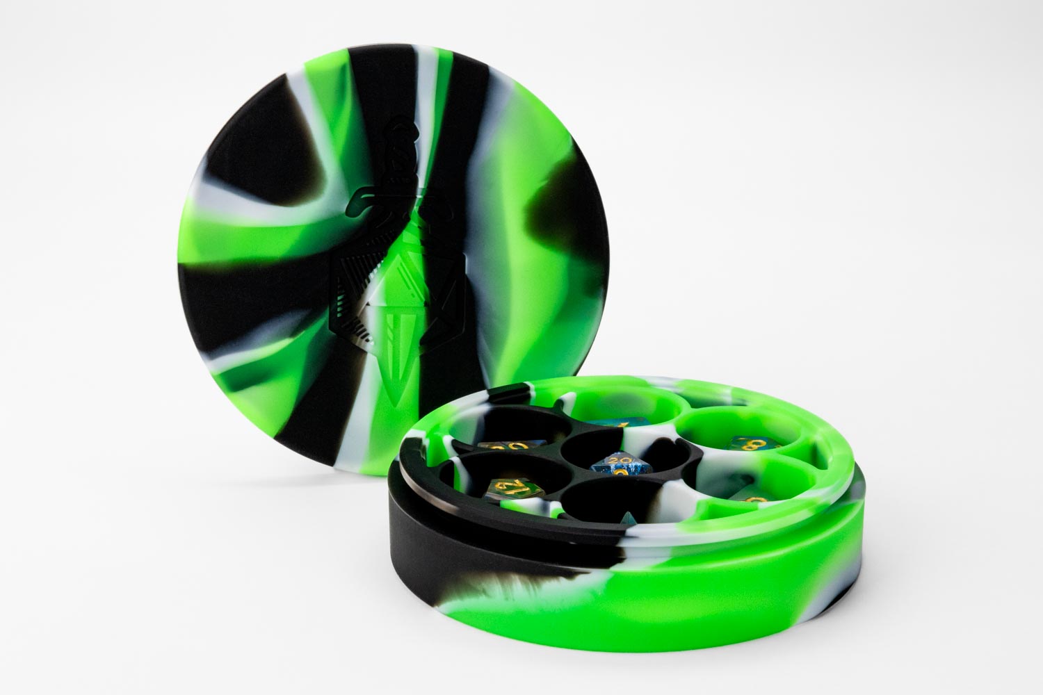 Fanroll: Silicone Round Dice Case: Green/Black/White