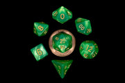 Fanroll: 10mm Mini Polyhedral Dice set: Green/Light Green w/ Gold Numbers