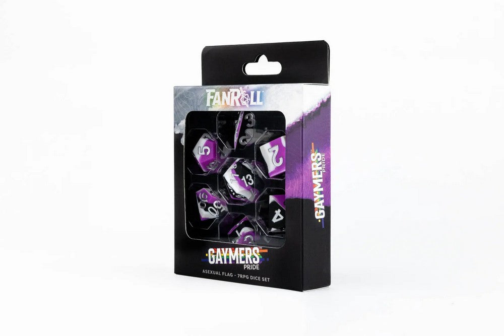 Fanroll: 16mm Pride Sharp Edge Silicone Rubber Poly Dice Set: Asexual
