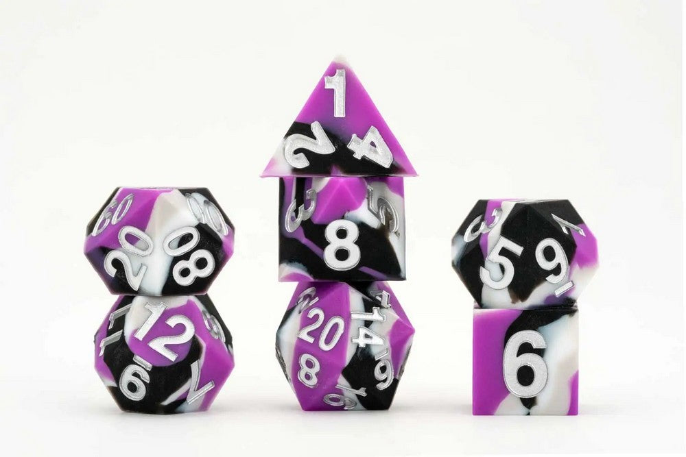 Fanroll: 16mm Pride Sharp Edge Silicone Rubber Poly Dice Set: Asexual