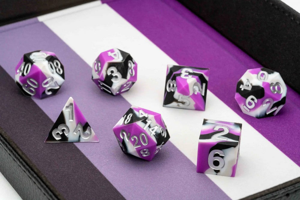 Fanroll: 16mm Pride Sharp Edge Silicone Rubber Poly Dice Set: Asexual