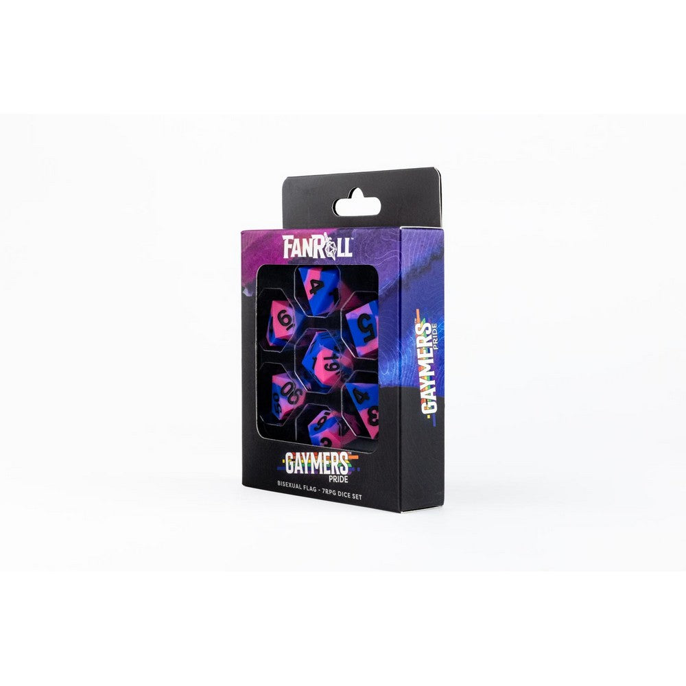 Fanroll: 16mm Pride Sharp Edge Silicone Rubber Poly Dice Set: Bisexual