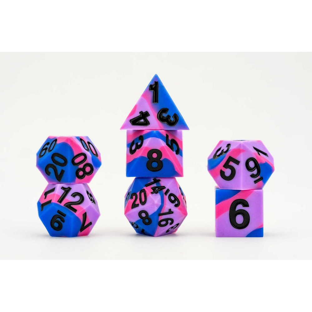 Fanroll: 16mm Pride Sharp Edge Silicone Rubber Poly Dice Set: Bisexual