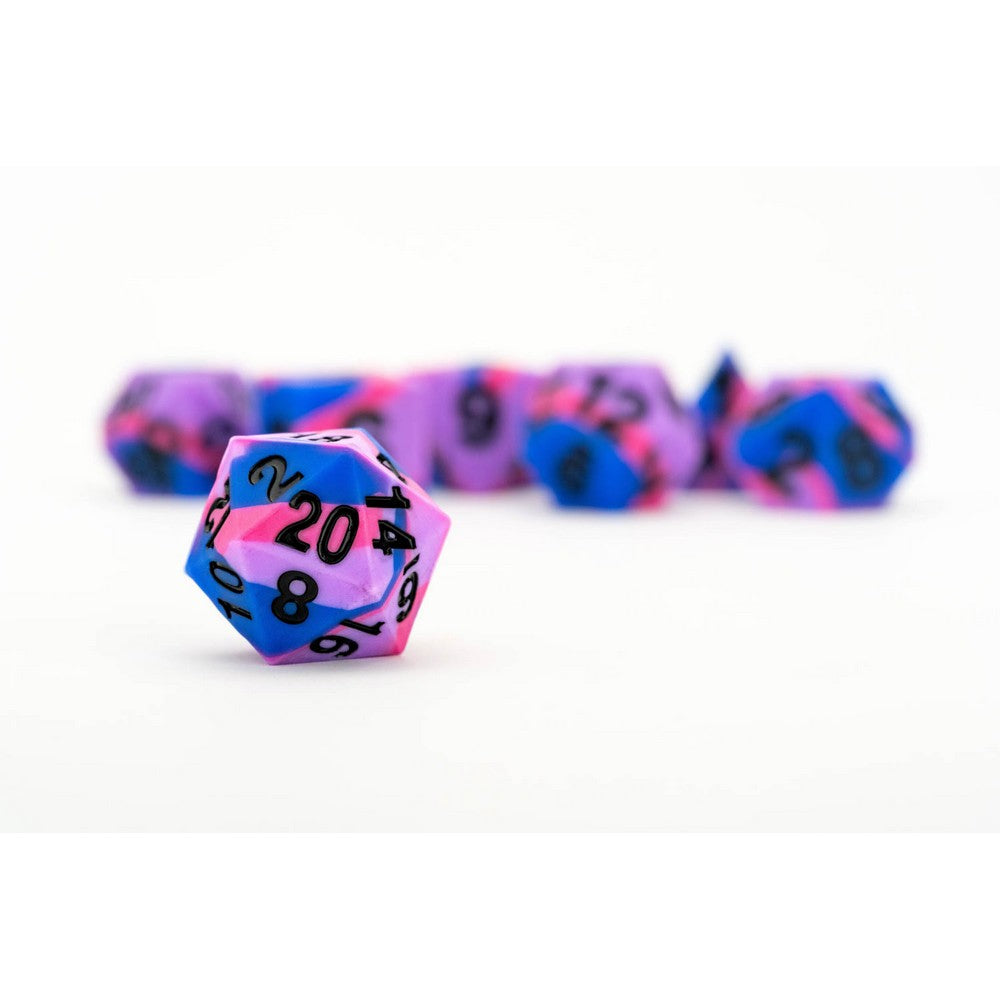 Fanroll: 16mm Pride Sharp Edge Silicone Rubber Poly Dice Set: Bisexual