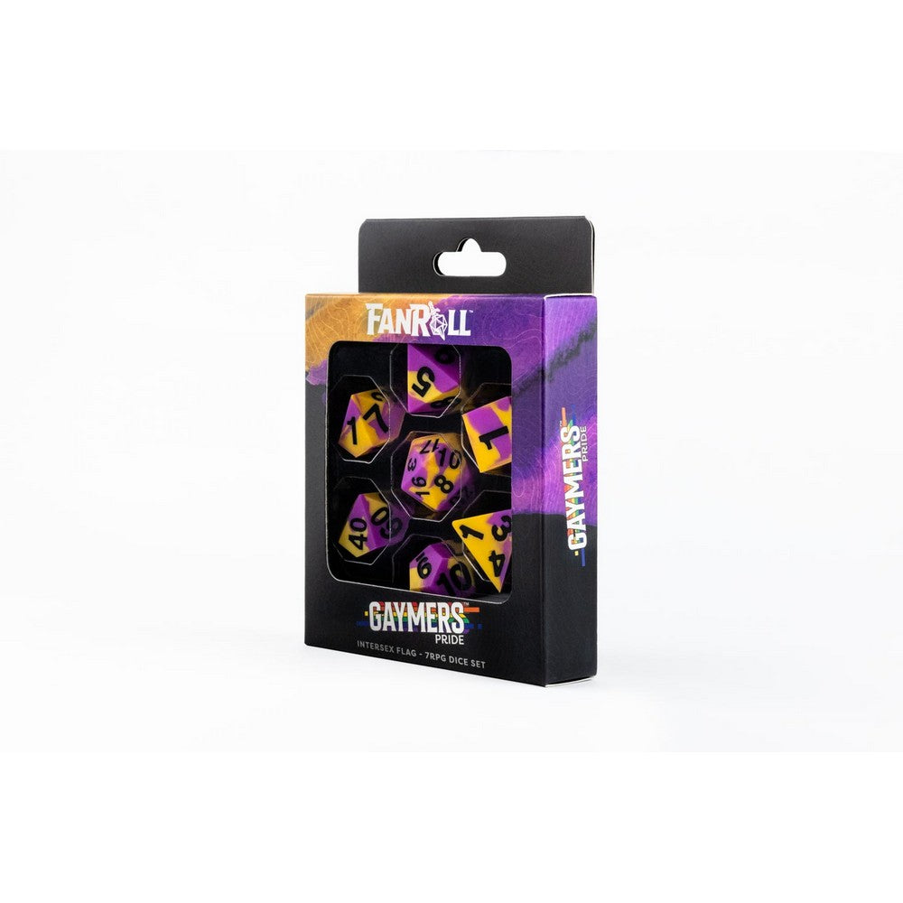Fanroll: 16mm Pride Sharp Edge Silicone Rubber Poly Dice Set: Intersex