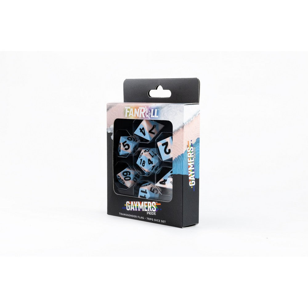 Fanroll: 16mm Pride Sharp Edge Silicone Rubber Poly Dice Set: Transgender