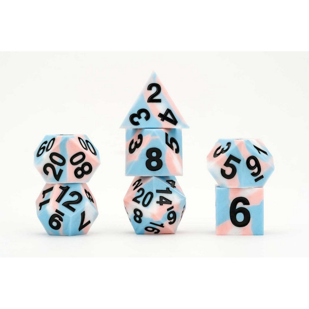 Fanroll: 16mm Pride Sharp Edge Silicone Rubber Poly Dice Set: Transgender