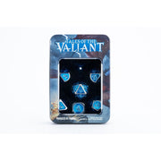 Fanroll: Tales of the Valiant Metal Dice Set: Silver w/ Light Blue Enamel