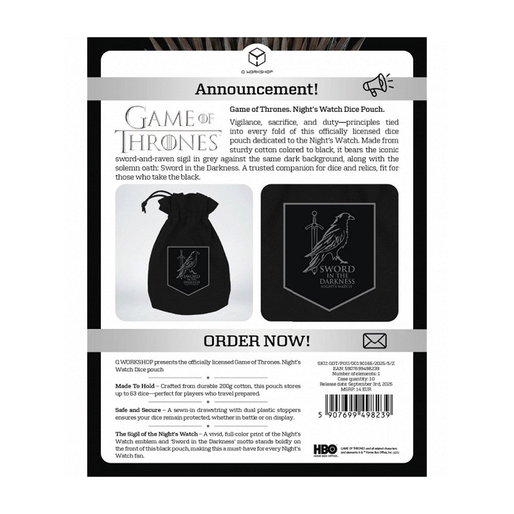 Q Workshop - Game of Thrones - Nights Watch - Dice Pouch