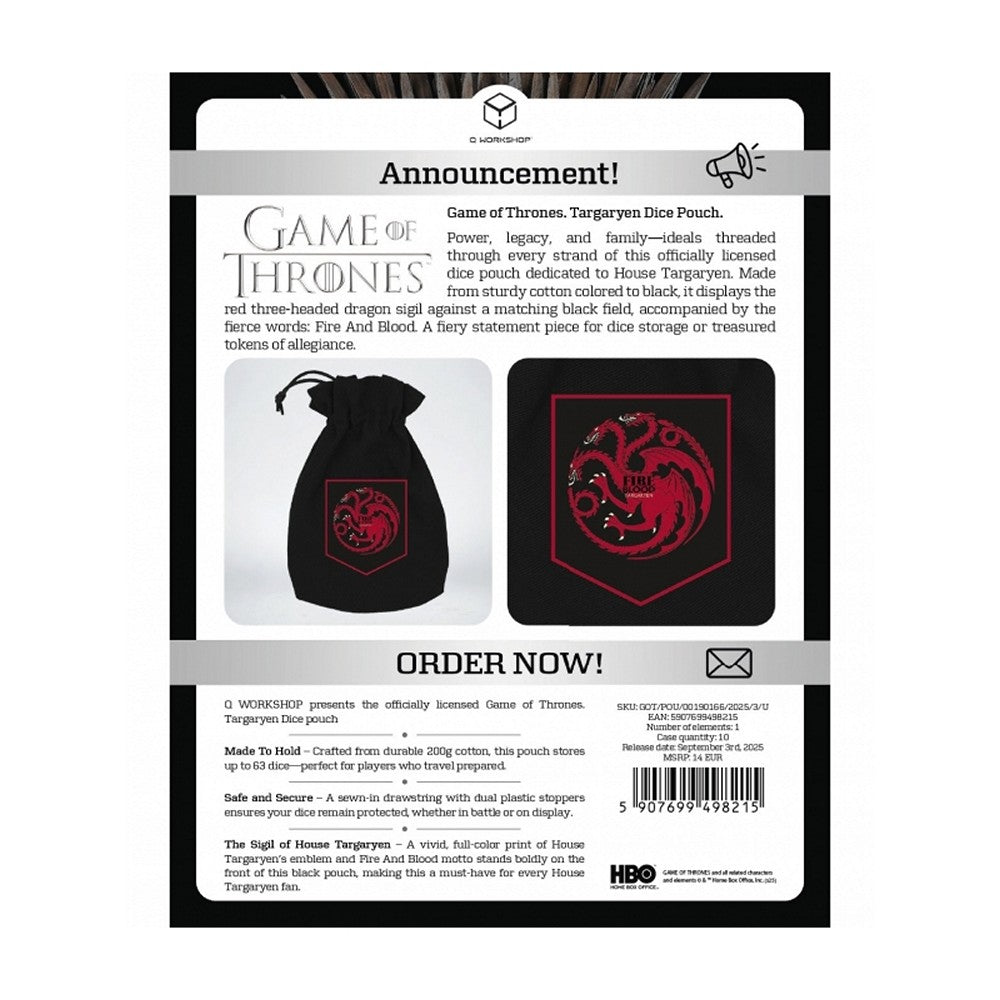 Q Workshop - Game of Thrones - Targaryen - Dice Pouch