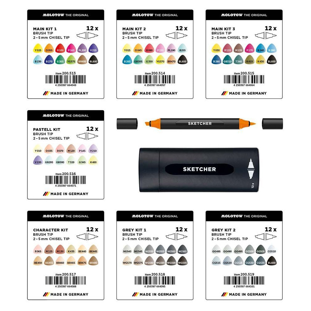 Molotow - Markers - Sketcher - Set 12 Pcs Grey Kit 1