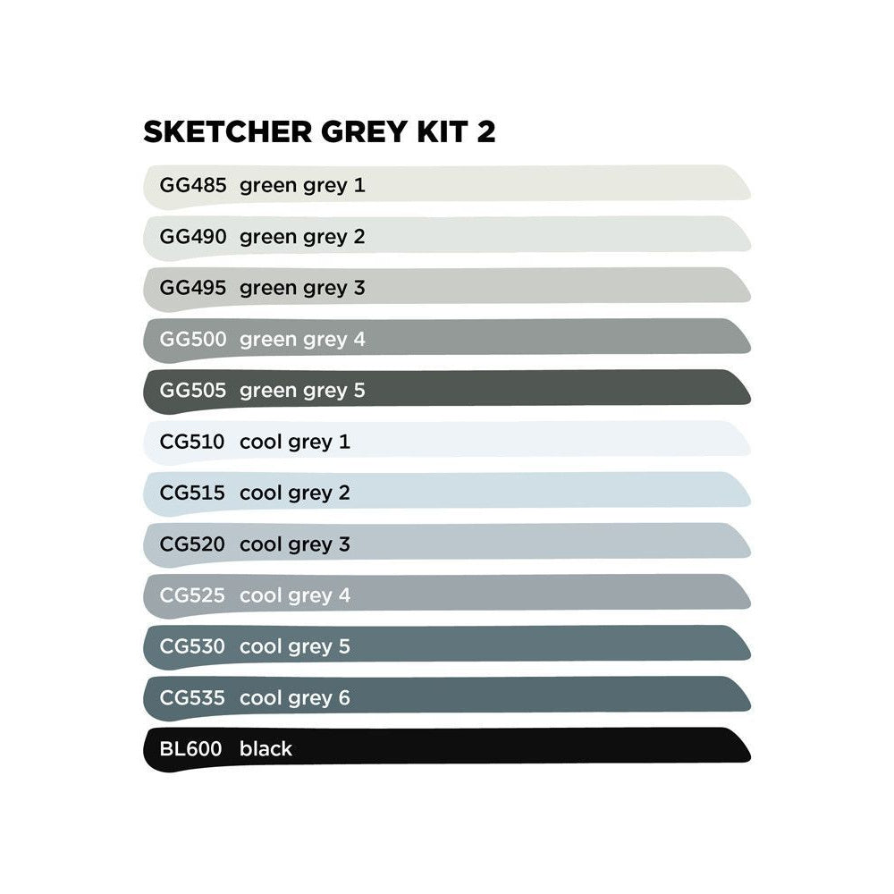 Molotow - Markers - Sketcher - Set 12 Pcs Grey Kit 2