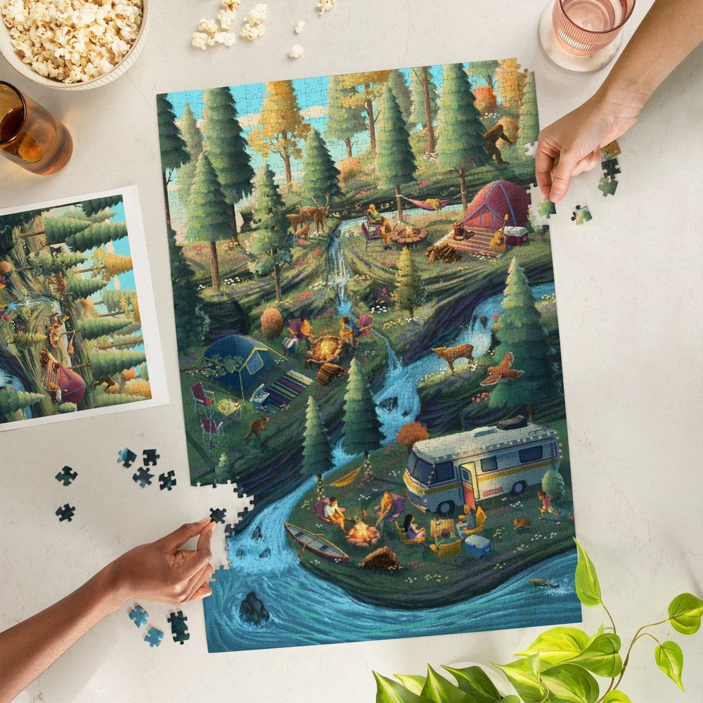 1000 Piece Puzzle Camping Enjoyment