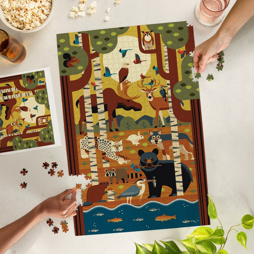 1000 Piece Puzzle Forest Animals Geometr