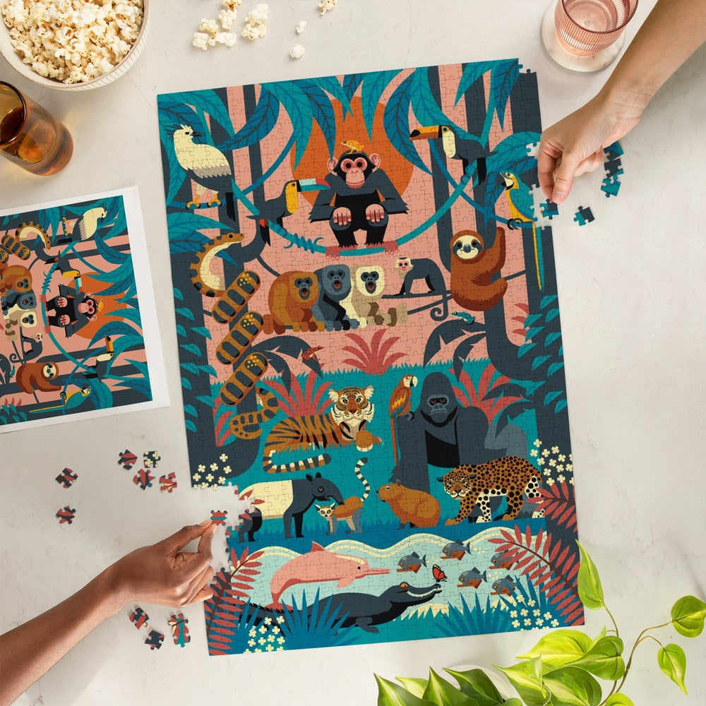 1000 Piece Puzzle Jungle Textured Geomet