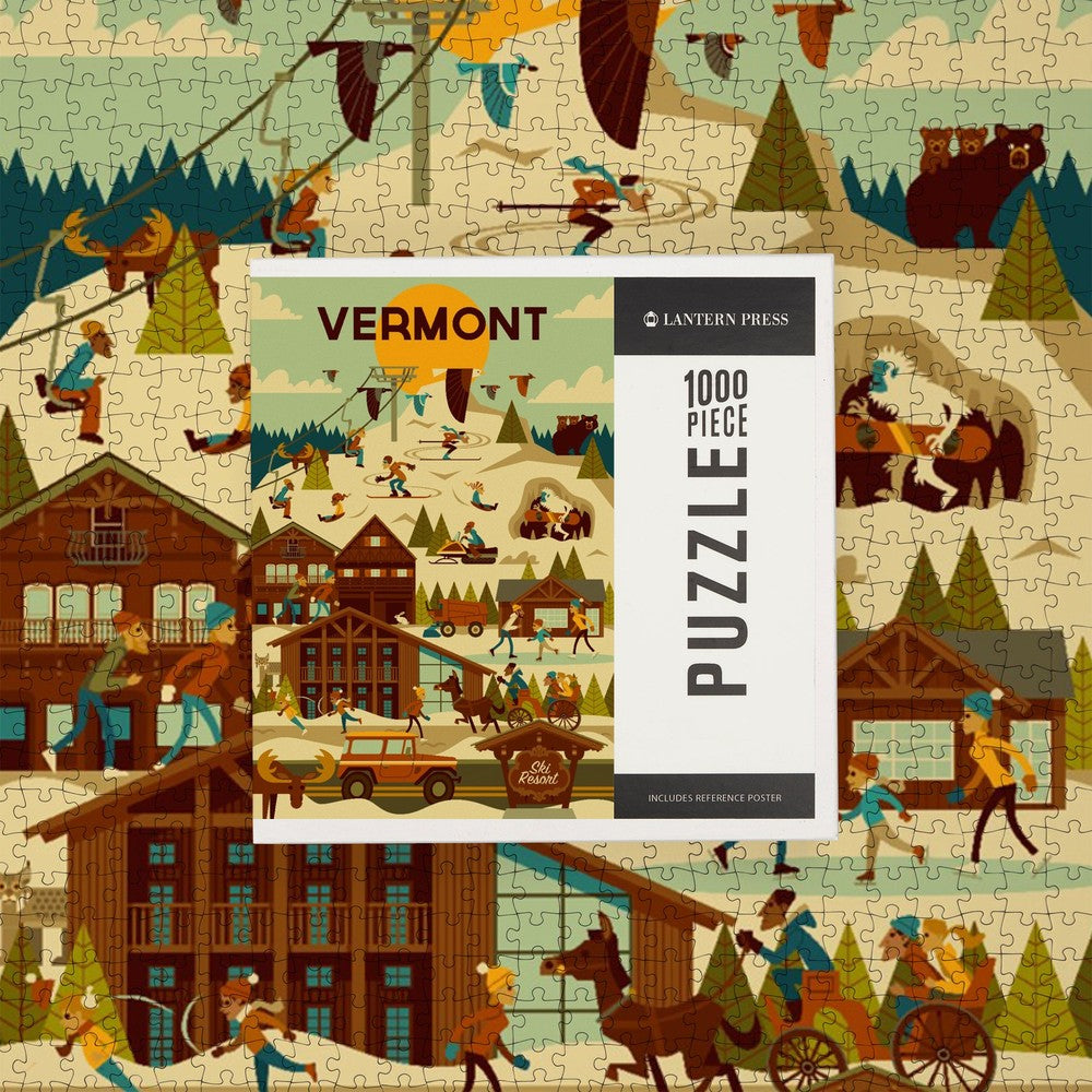 1000 Piece Puzzle Ski Resort Geometric