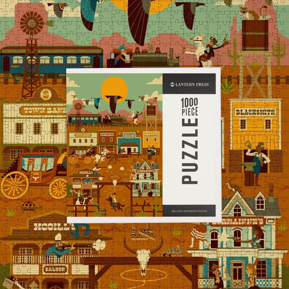 1000 Piece Puzzle Western Town Geometric