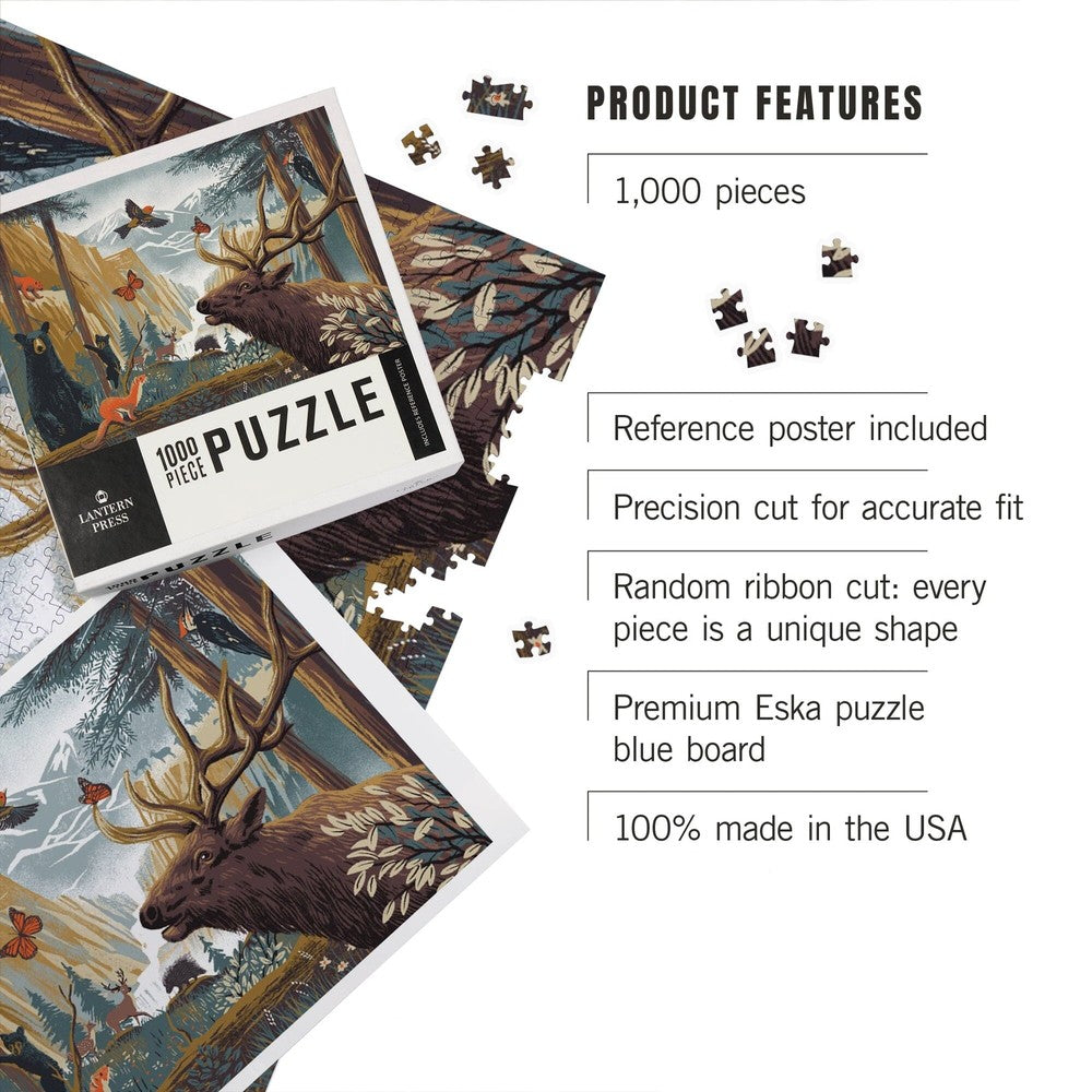 1000 Piece Puzzle Wildlife Utopia Forest