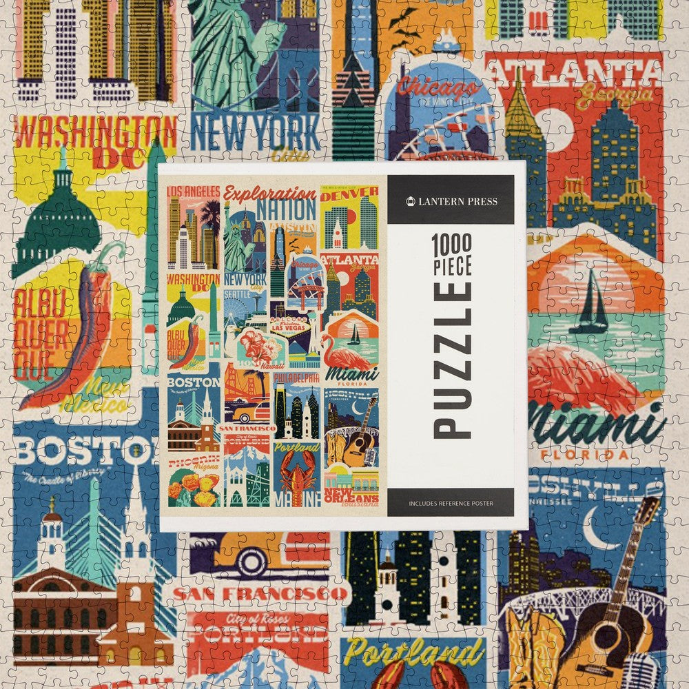 1000 Piece Puzzle Woodblock Cities Colla