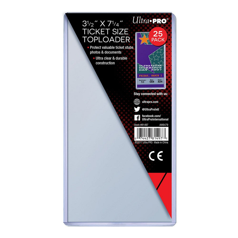 Ultra Pro: UP81497 3-1/2 X 7-1/4 Ticket Toploader 25ct