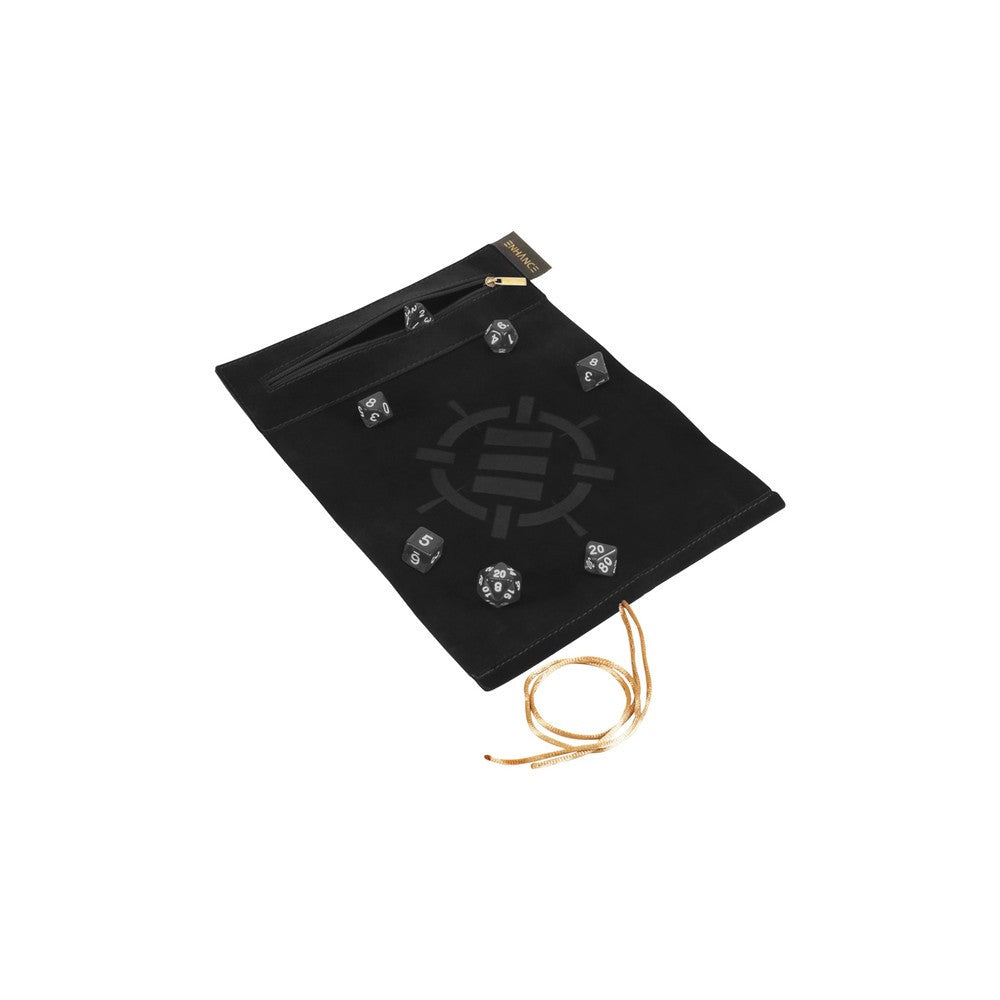 ENHANCE Tabletop Roll on a Scroll Dice Case and 7pc Acrylic Dice Set - Black
