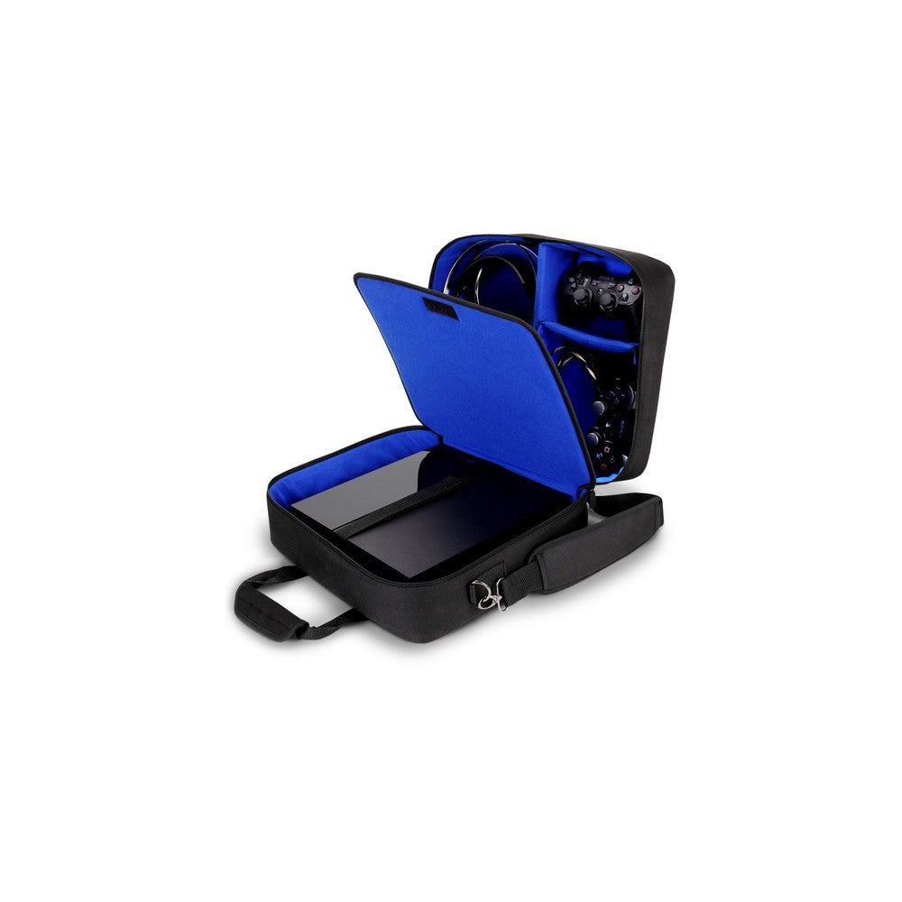 USA GEAR PlayStation 4 Pro / Pro 4K Travel Console Case with Storage and Shoulder Strap - Blue