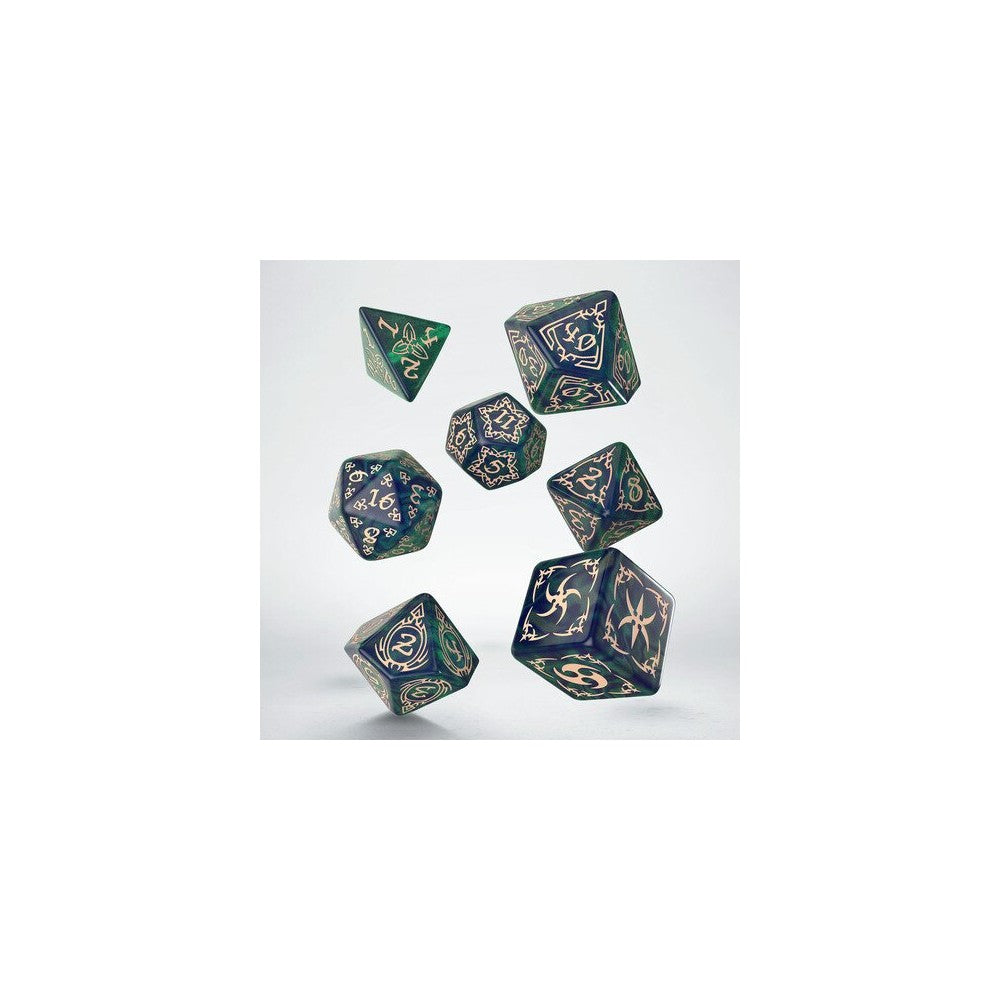 Q Workshop - Tribal - Blue-green & Beige Dice Set