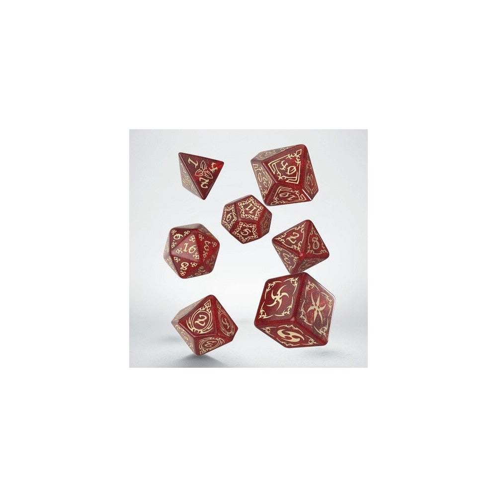Q Workshop - Tribal - Shimmering red & Beige Dice Set