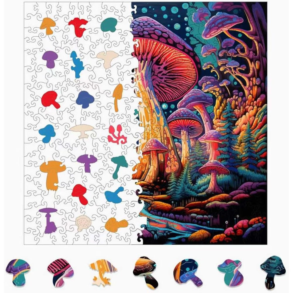 Trippy Puzzles - 300 Pce Wood Jigsaw Mystical Mushrooms
