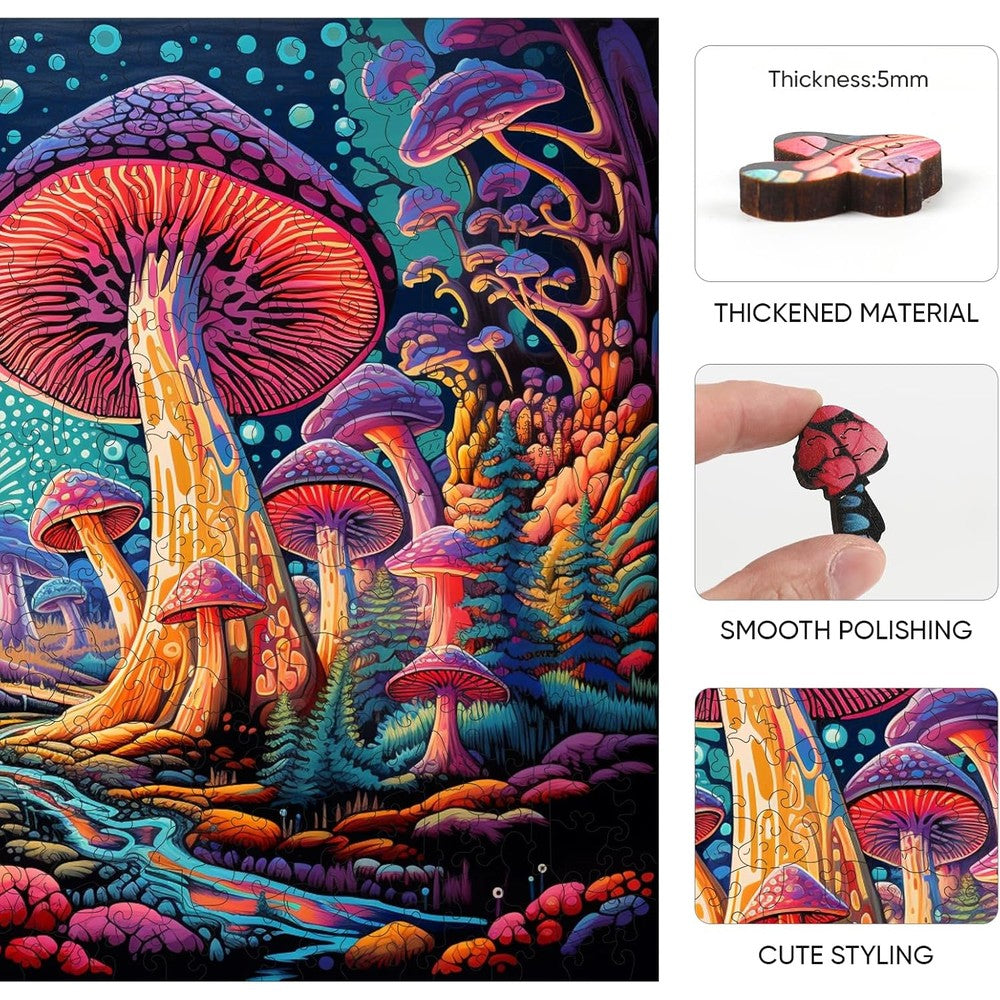 Trippy Puzzles - 300 Pce Wood Jigsaw Mystical Mushrooms
