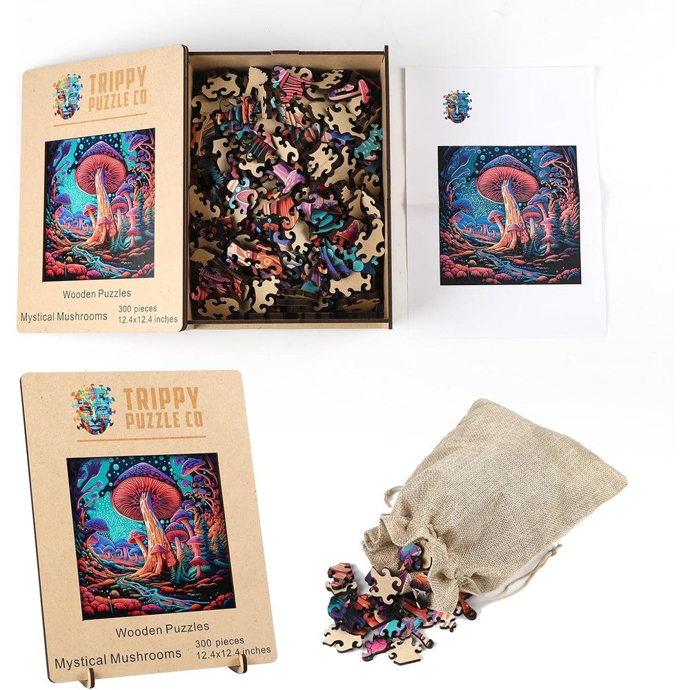 Trippy Puzzles - 300 Pce Wood Jigsaw Mystical Mushrooms
