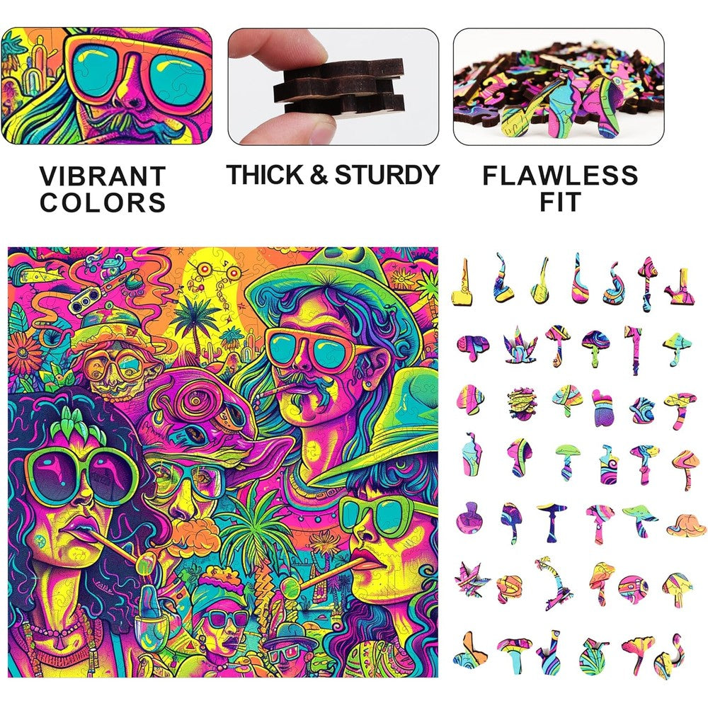 Trippy Puzzles - 300 Pce Wood Jigsaw Groovy Gathering