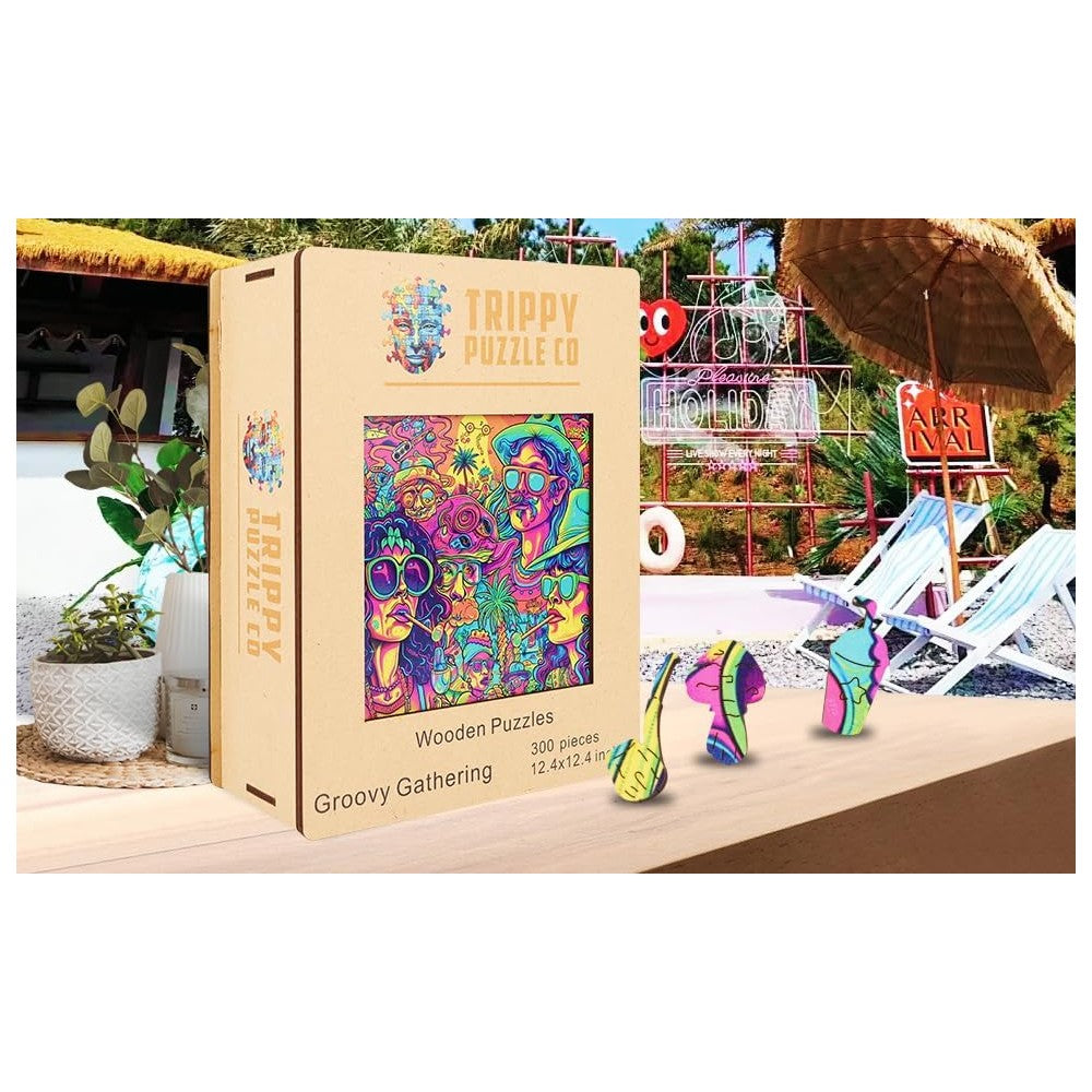Trippy Puzzles - 300 Pce Wood Jigsaw Groovy Gathering