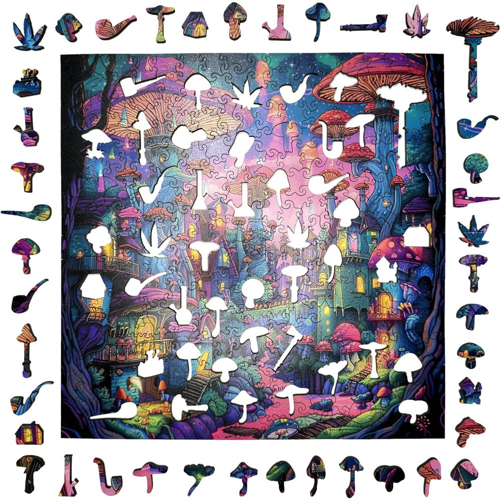 Trippy Puzzles - 300 Pce Wood Jigsaw Shroomopolis