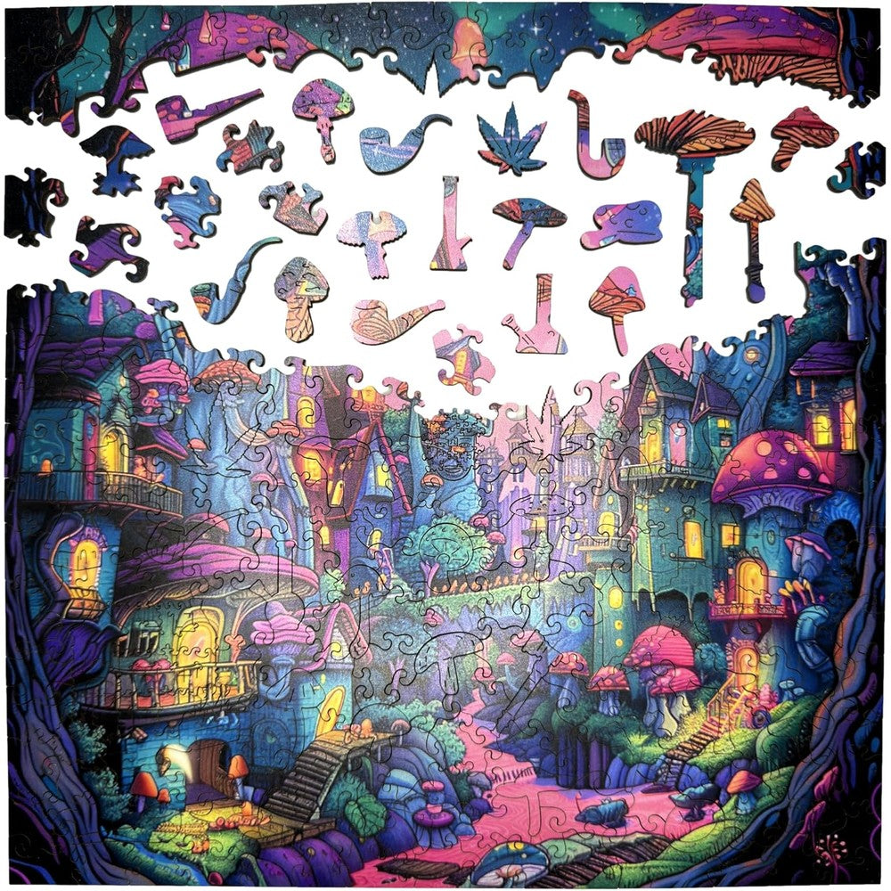Trippy Puzzles - 300 Pce Wood Jigsaw Shroomopolis