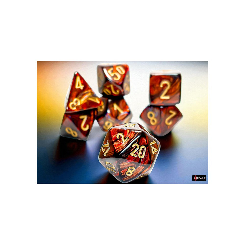 CHX 22419 Scarab Mega-hedral Blue Blood/gold 7-Die Set