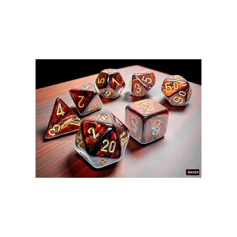 CHX 22419 Scarab Mega-hedral Blue Blood/gold 7-Die Set