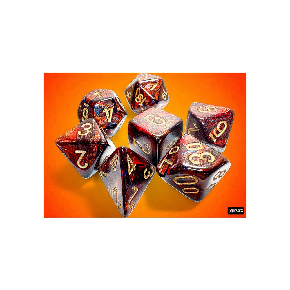 CHX 22419 Scarab Mega-hedral Blue Blood/gold 7-Die Set