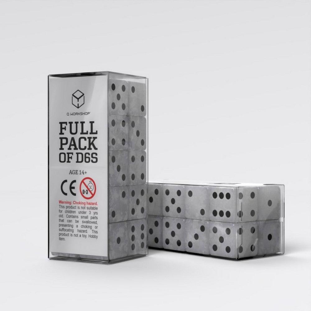 Q Workshop - Full Pack of D6s: Pearl&Black