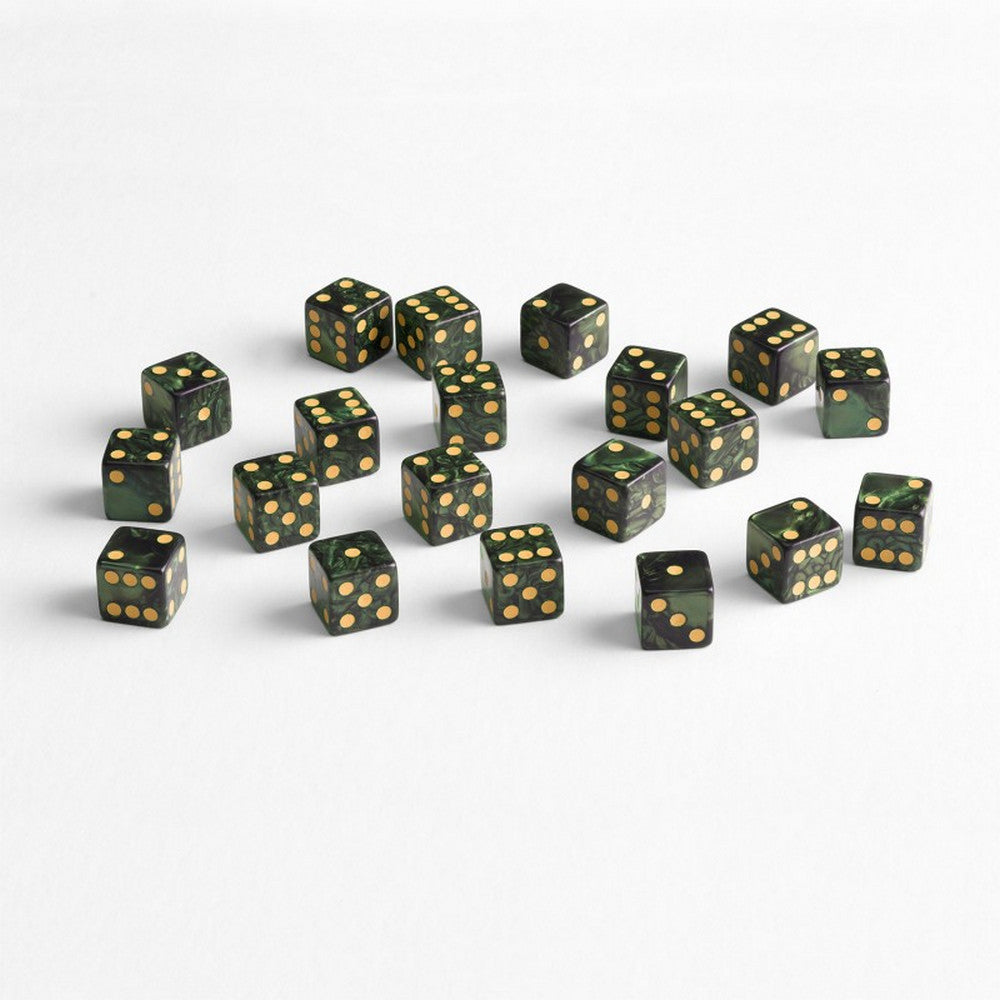 Q Workshop - Full Pack of D6s: Bottle green & Gold