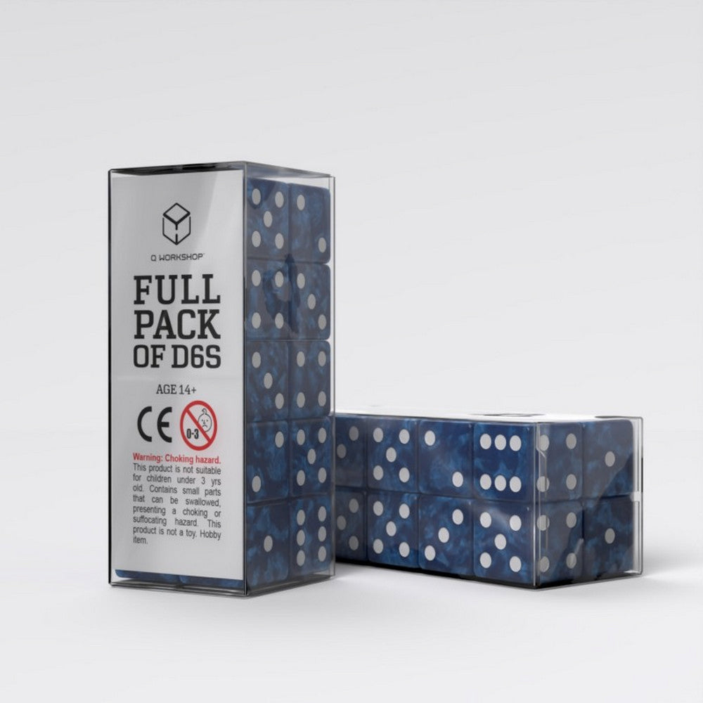 Q Workshop - Full Pack of D6s: Cobalt&White