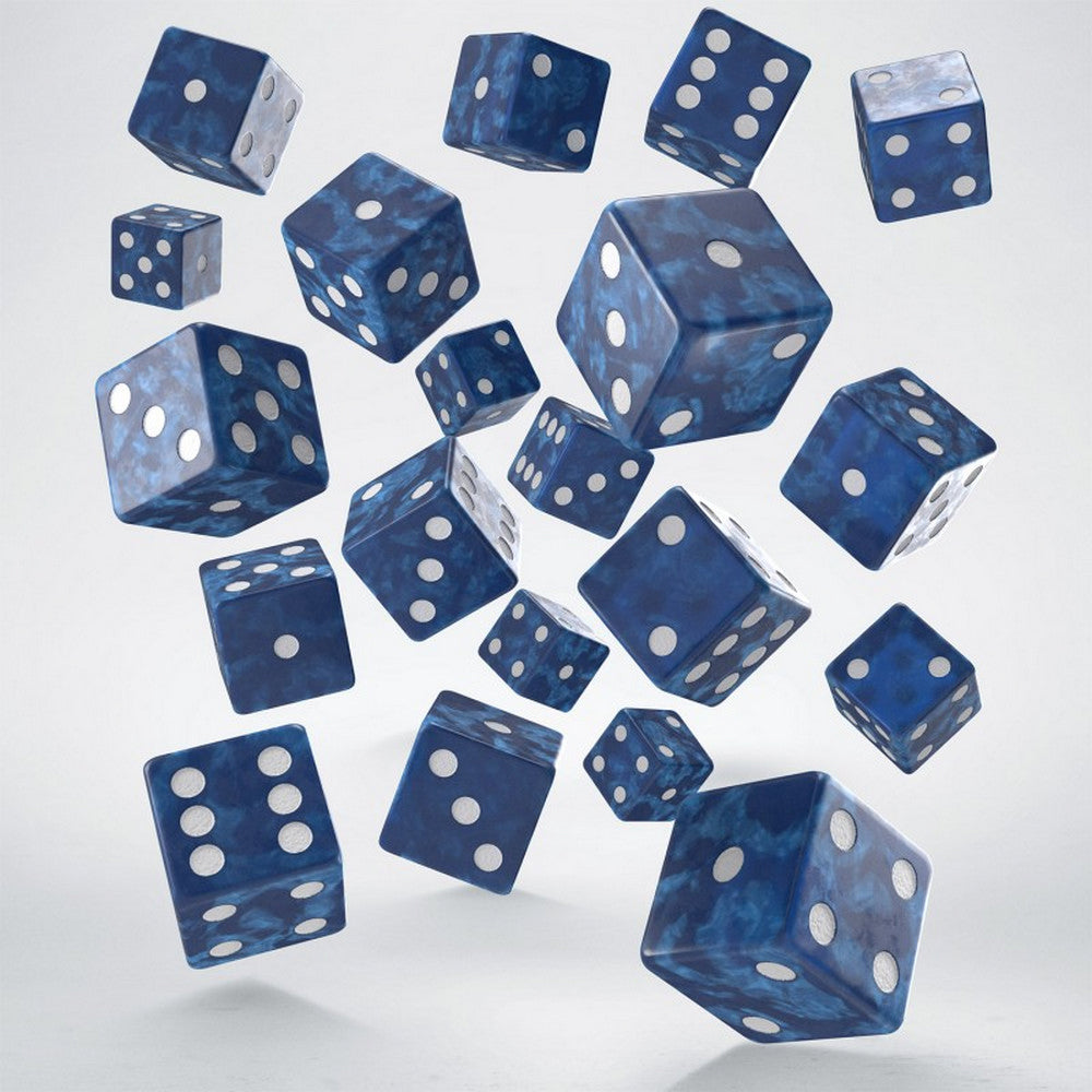 Q Workshop - Full Pack of D6s: Cobalt&White