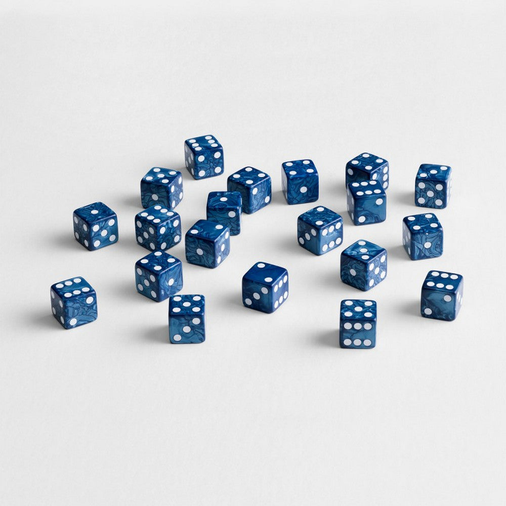 Q Workshop - Full Pack of D6s: Cobalt&White