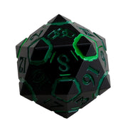 LPG Dice Dual D20 Advantage Set Rogue Green/Silver Warrior Black/Green