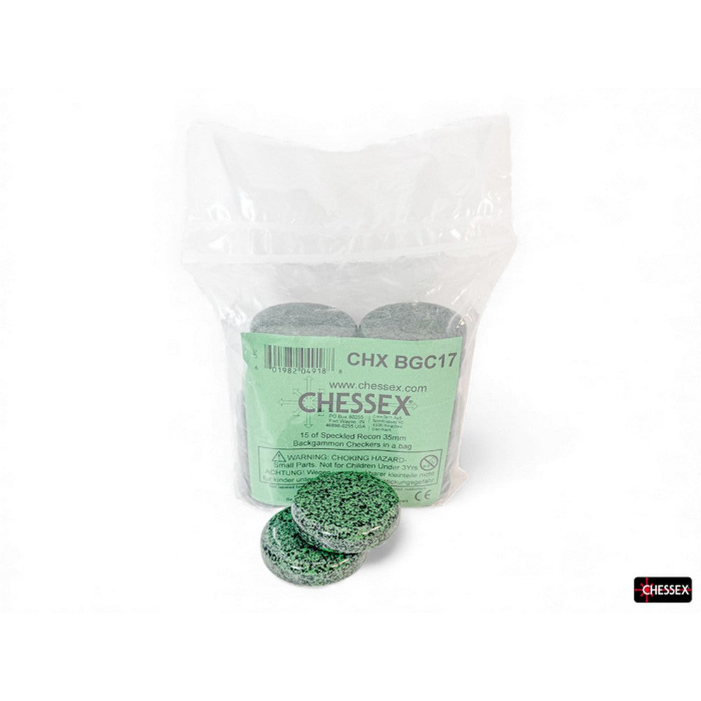 CHX BGC17 15 of Speckled Recon 35mm Backgammon Checkers in a bag